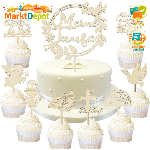Cake topper taufe - deko, holz