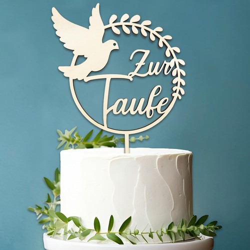Cake topper zur taufe holz - taufe,