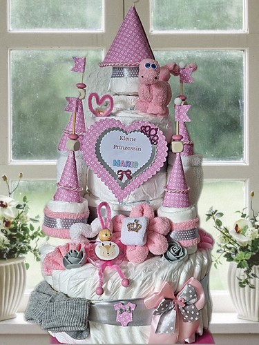 Windeltorte rosa mädchen xxl - rosa,