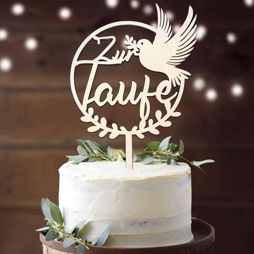 Cake topper taufe - taufe, holz